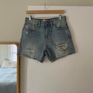 Madewell High Rise‎ Mid Length Distressed Jean Shorts Size 27